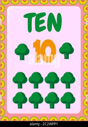 Preschool and toddler math with broccoli design Stock Vector