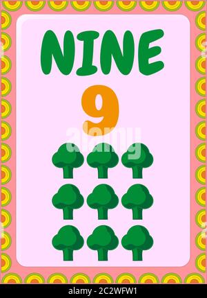 Preschool and toddler math with broccoli design Stock Vector