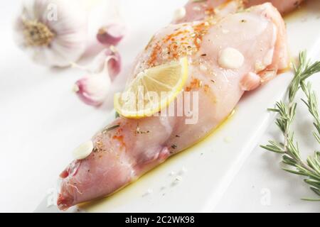 Marinated Rabbit Leg Stock Photo