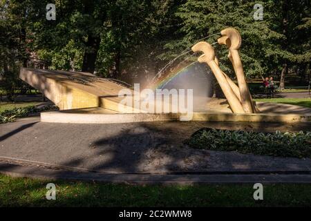 Fontanna Fryderyka Chopina (Chopin's Piano Water Fountain), a sculpture in Planty Park, Krakow. Poland Stock Photo