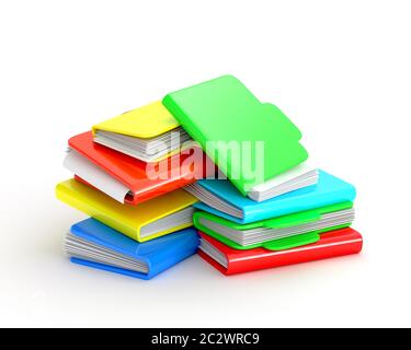 Heap of multicolored folders isolated on white background Stock Photo