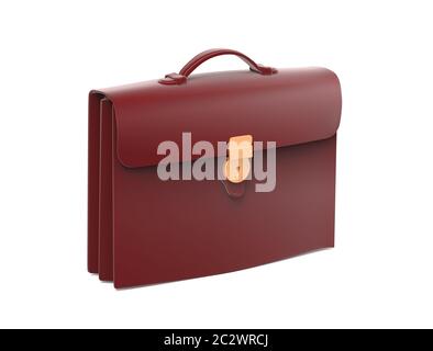 Black leather briefcase isolated on white Stock Photo