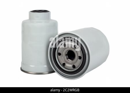 Fuel and oil car filter isolated on white background Stock Photo