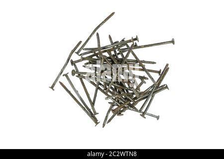 Close up shot of many rusty nails on a pile Stock Photo