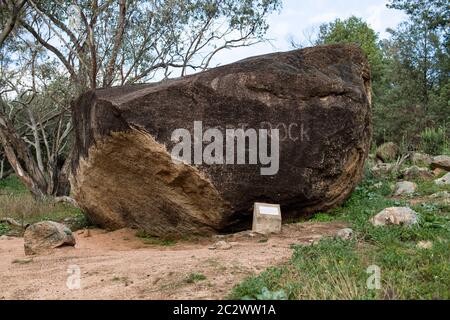 Escort Rock, place of the Gold Escort Robbery of 1862 near Eugowra, New South Wales, Australia. Stock Photo