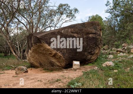 Escort Rock, place of the Gold Escort Robbery of 1862 near Eugowra, New South Wales, Australia. Stock Photo