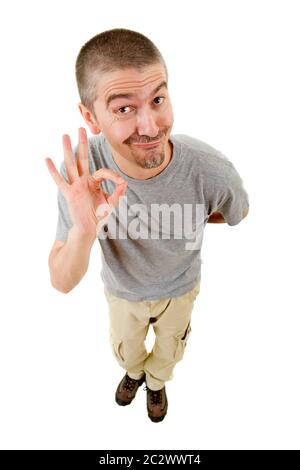 geek silly man full length winning, isolated Stock Photo