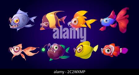 Cute fish with glasses for kid ophthalmologist clinic. Vector cartoon  characters in eyeglasses, emoji for decoration oculist cabinet. Medical  examinin Stock Vector Image & Art - Alamy