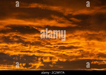 only sky Dramatic sunset with Colorful clouds stock photo. This was taken in the southern sky, Florianopolis, South Brazil Stock Photo