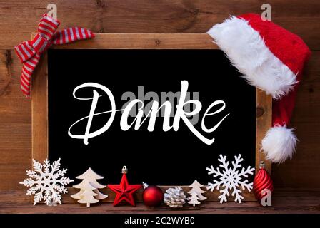 Chalkboard With German Calligraphy Danke Means Thank You. Christmas 