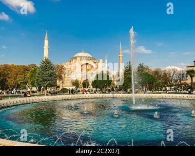 Hagia Sophia Church of the Holy Wisdom - Ayasofya. Istanbul, Turkey October 25, 2019. Exterior Of The Hagia Sophia Ayasofya Mosq Stock Photo