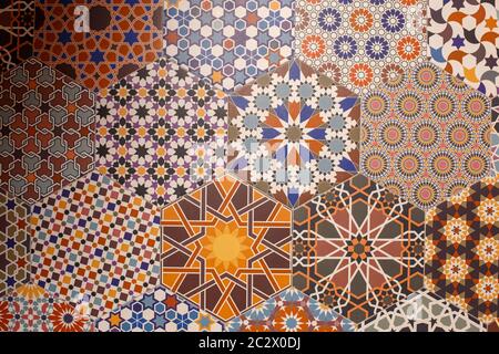 Ceramic tiles texture and background, hexagonal patterns Stock Photo