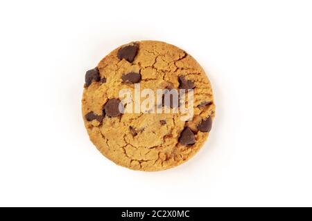 Chocolate chip cookie, gluten-free, shot from above on a white background Stock Photo