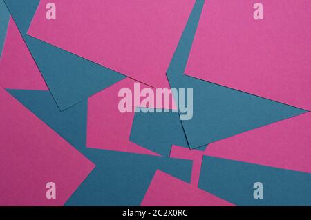 Background two colors, pink and blue. Geometric abstraction from colored paper. Stock Photo