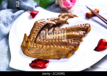 Delicious cold dishes spiced duck wing Stock Photo