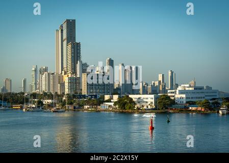 Cartagena das Indias, Bolivar, Colombia on February 11, 2018. Boca Grande neighborhood with its imposing skyscrapers. Stock Photo