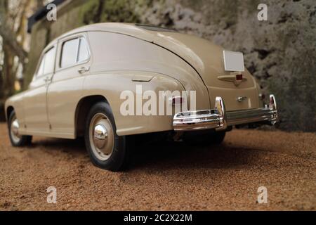 deluxe retro car GAZ M-20 back view, low angle Stock Photo