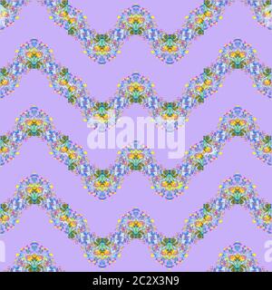 Abstract geometric seamless background. Regular zigzag pattern purple, with blue, green and orange elements. Stock Photo