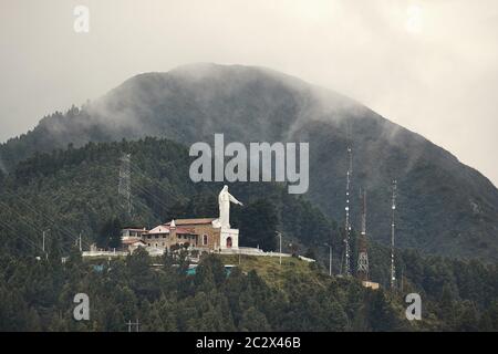 Guadalupe hill landmark in Bogota, Colombia, viewed from Monserrate Stock Photo