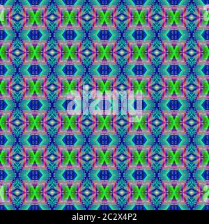 Regular ornate diamond pattern blue green violet Stock Photo