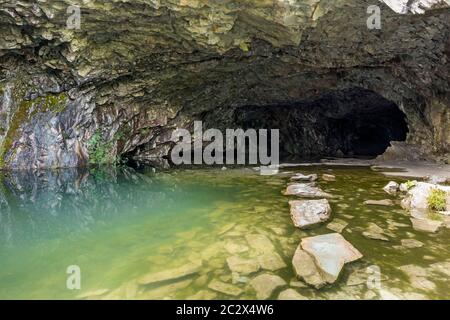 The Disused Rydal Quarry Caves, Loughrigg Fell, Lake District, Cumbria, UK Stock Photo