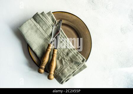 Rustic table setting Stock Photo