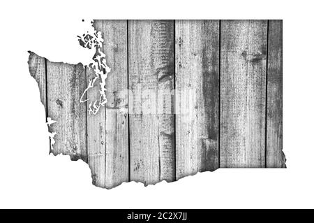 Map of Washington on weathered wood Stock Photo - Alamy