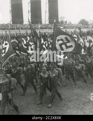 Adolf Hitler and Nazi officials at the Nuremberg Rally, 1937 Stock ...