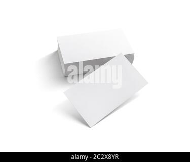 Blank business cards on white background. Template for ID. Isolated with clipping path. Stock Photo