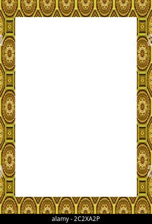 White Frame with Decorated Borders Stock Photo