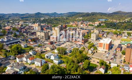 Aerial View Downtown Metro Area in and around Clarksburg WV USA Stock Photo