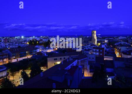 View of Malgrat de Mar from the Parc del Castell Stock Photo