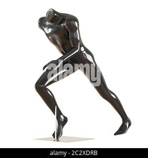 Black running headless mannequin on an iron stand. 3d rendering Stock Photo
