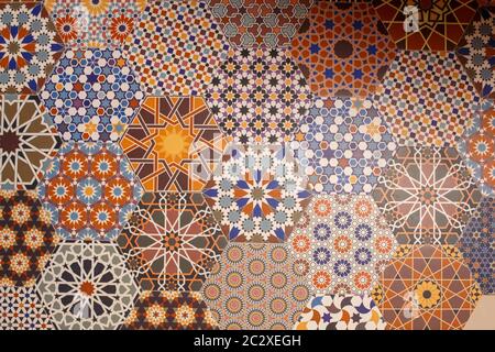 Ceramic tiles texture and background, hexagonal patterns Stock Photo