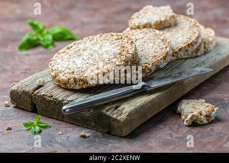 Puffed whole grain crispbread. Stock Photo