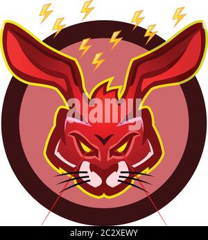 Furious red rabbit logo mascott vector illustration Stock Vector