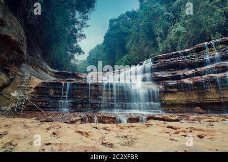 Wei Sawdong Waterfall in Meghalaya, Northeast India Stock Photo