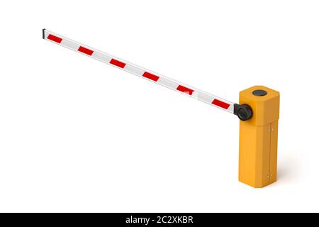 Automatic boom barrier on white background Stock Photo