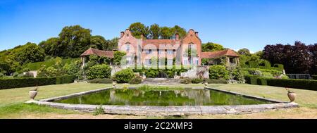 The stunning Port Lympne Mansion Hotel and landscaped terraced gardens, Kent, England. Aspinall Port Lympne Animal Reserve, Wild Animal Park Stock Photo