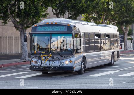 Los Angeles, California, USA- 11 June 2015: City bus on the streets of Los Angeles. Public transport. Stock Photo