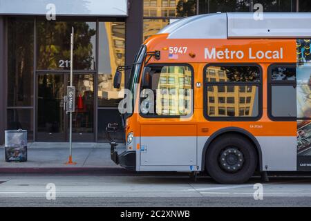 Los Angeles, California, USA- 11 June 2015: City bus on the streets of Los Angeles. Public transport. Stock Photo