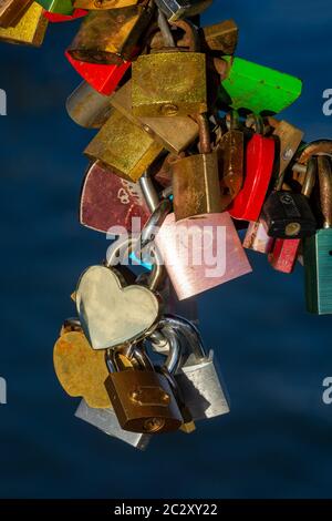 Love locks as symbol for everlasting love Stock Photo