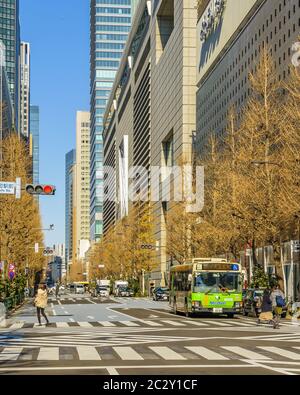 Urban Scene at Ginza District, Tokyo, Japan Stock Photo