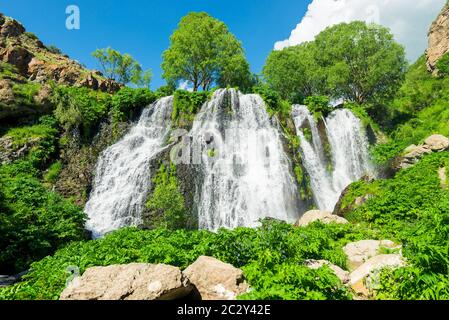 Armenia, Shaki waterfall, picturesque view on a sunny day Stock Photo