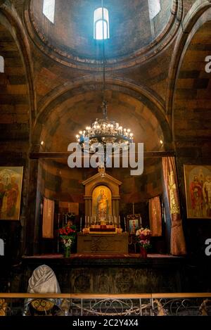 The interior of the temple of the monastery Khor Virap, view of the altar of the temple, the Armenian Church Stock Photo