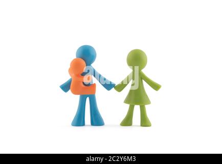 Colorful family figurines on white background with clipping path Stock Photo