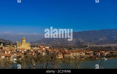 View to the ancient capital of Georgia, Mtskheta Stock Photo