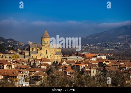 View to the ancient capital of Georgia, Mtskheta Stock Photo