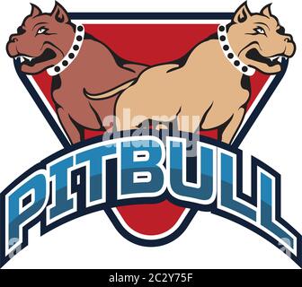 pit bull dog mascot logo isolated on white background. vector illustration Stock Vector