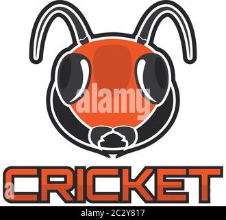 cricket insect logo isolated on white background. vector illustration Stock Vector